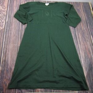 If Dress Womens M Green Cotton Dog Embroidered T-Shirt Shift Midi Granny Y2K USA